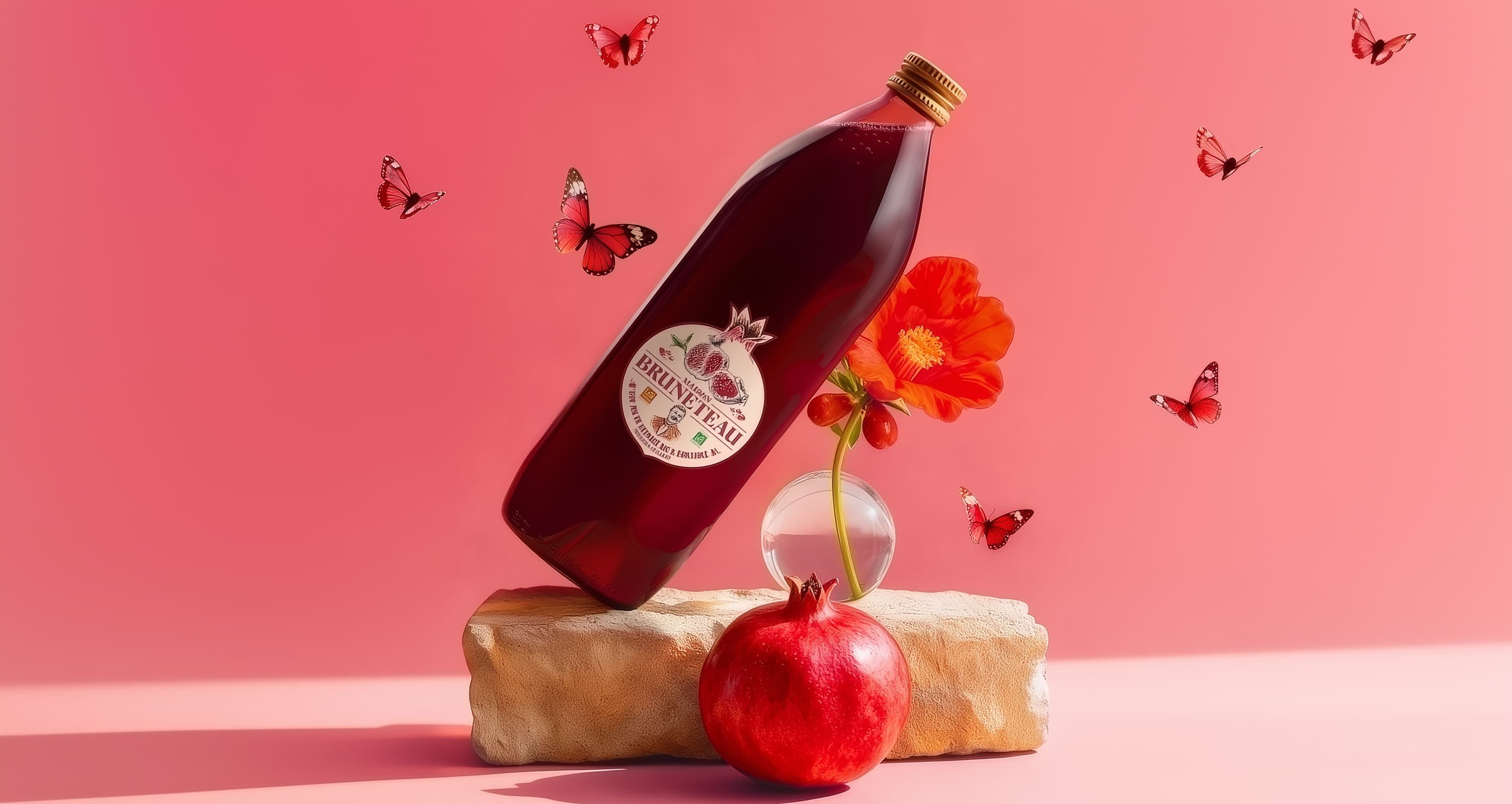 Elegant rose wine presentation